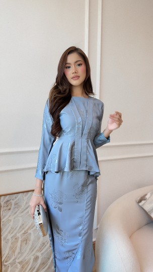 ELEENA KEBAYA PEPLUM IN DUSTY BLUE