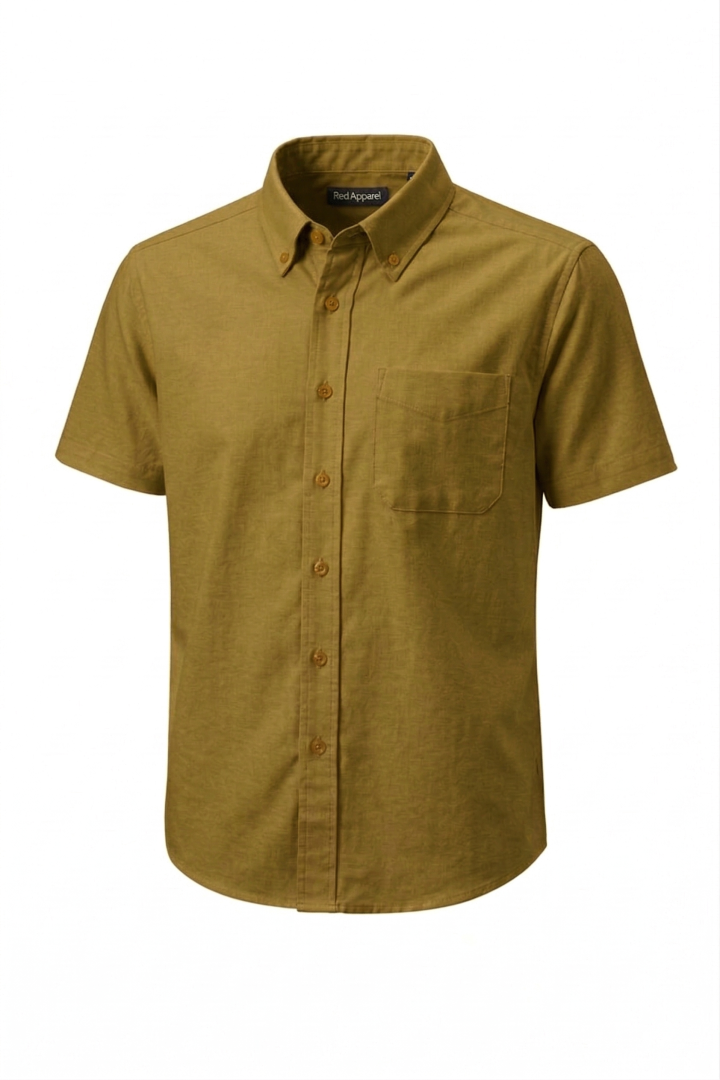 KEMEJA LENGAN PENDEK KAIN COTTON DARK SAND BROWN