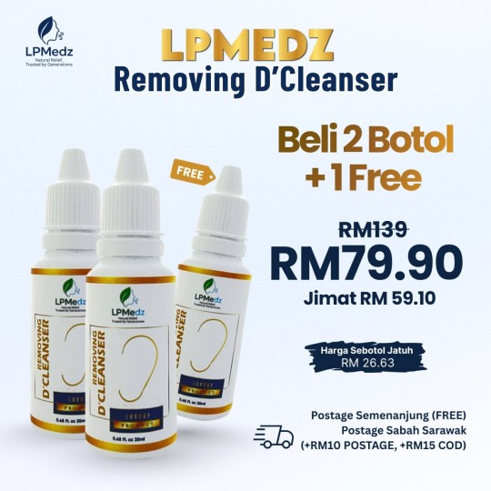 2 BOTOL + PERCUMA 1 BOTOL - D'CLEANSER PENCUCI TELINGA