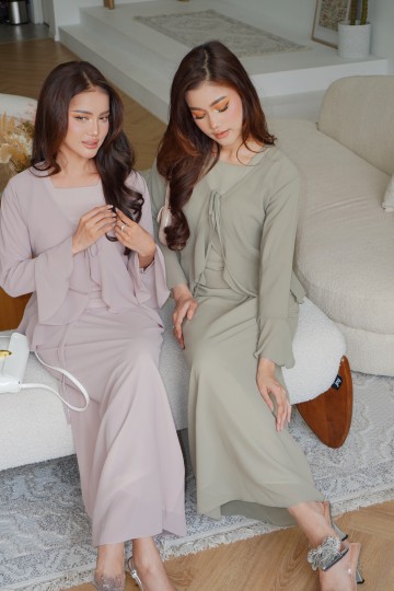 RHEA RUFFLE SET DRESS IN CHLOE TEA