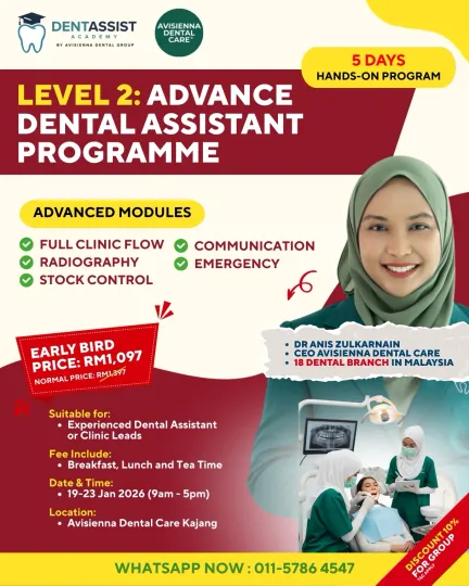 Level 2 - ADVANCE Dental Assistant Bootcamp (19/01/26-23/01/26)