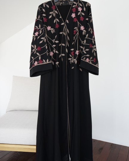 Jahara Abaya - Black Red Flower