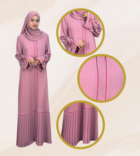 Abaya Exclusive Dahlia Pink Beads
