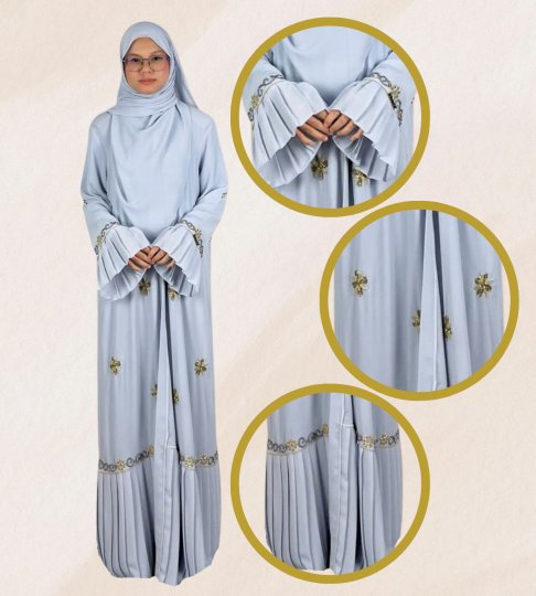 Abaya Exclusive Dahlia Baby Blue Beads