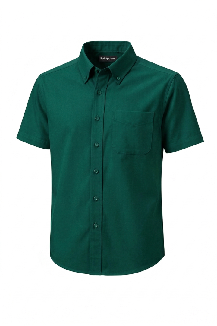 KEMEJA LENGAN PENDEK KAIN COTTON EMERALD GREEN