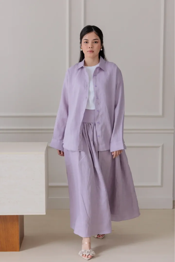ISLA LINEN SKIRT (LILAC) - Image 3