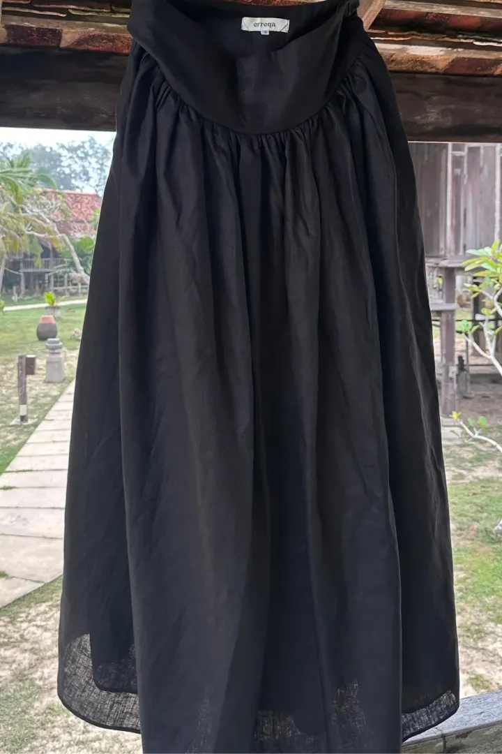ISLA LINEN SKIRT (BLACK) - XS