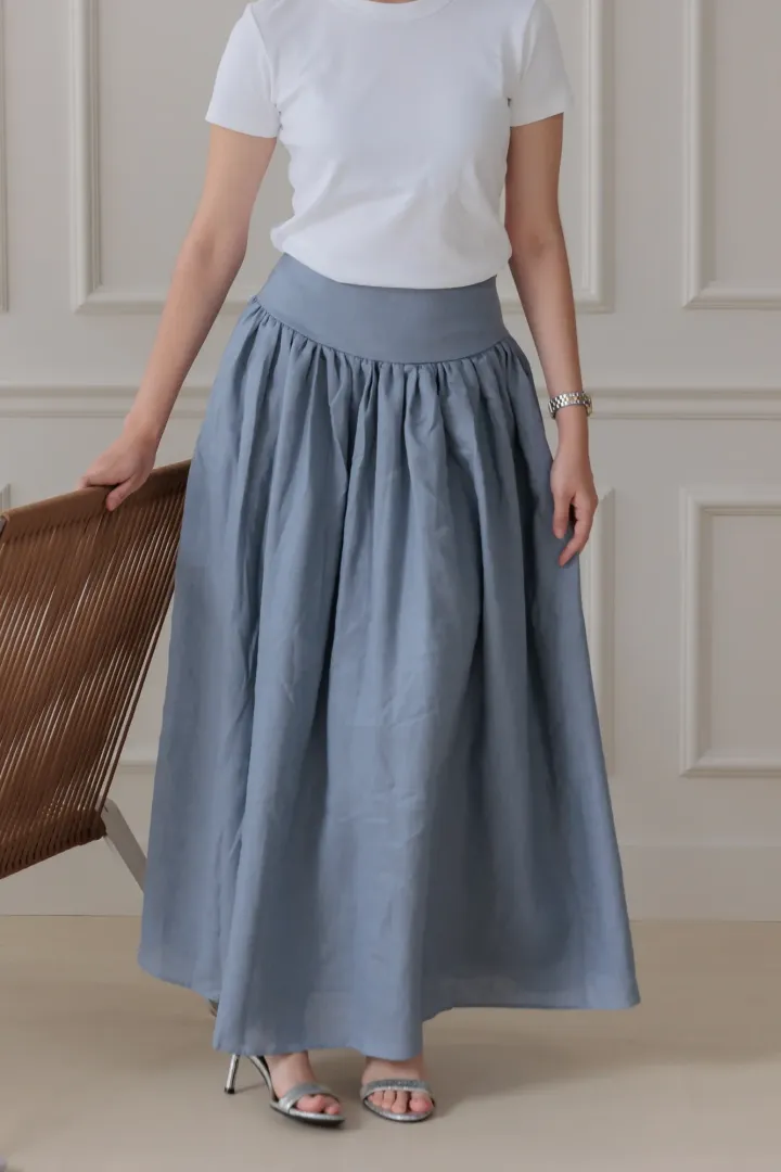 ISLA LINEN SKIRT (DENIM BLUE) - Image 4