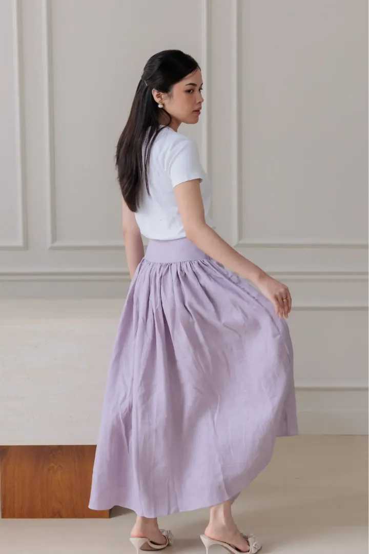 ISLA LINEN SKIRT (LILAC) - Image 2