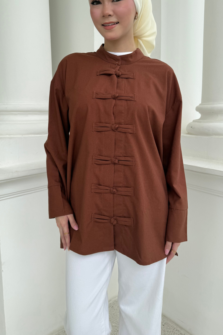 Yin Mandarin Linen Top Espresso - Image 3