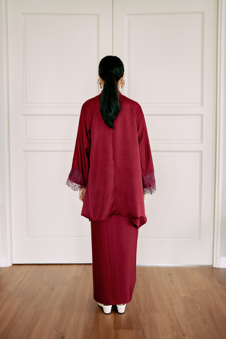 NONA CAFTAN SET PLAIN (MAROON) - Image 4