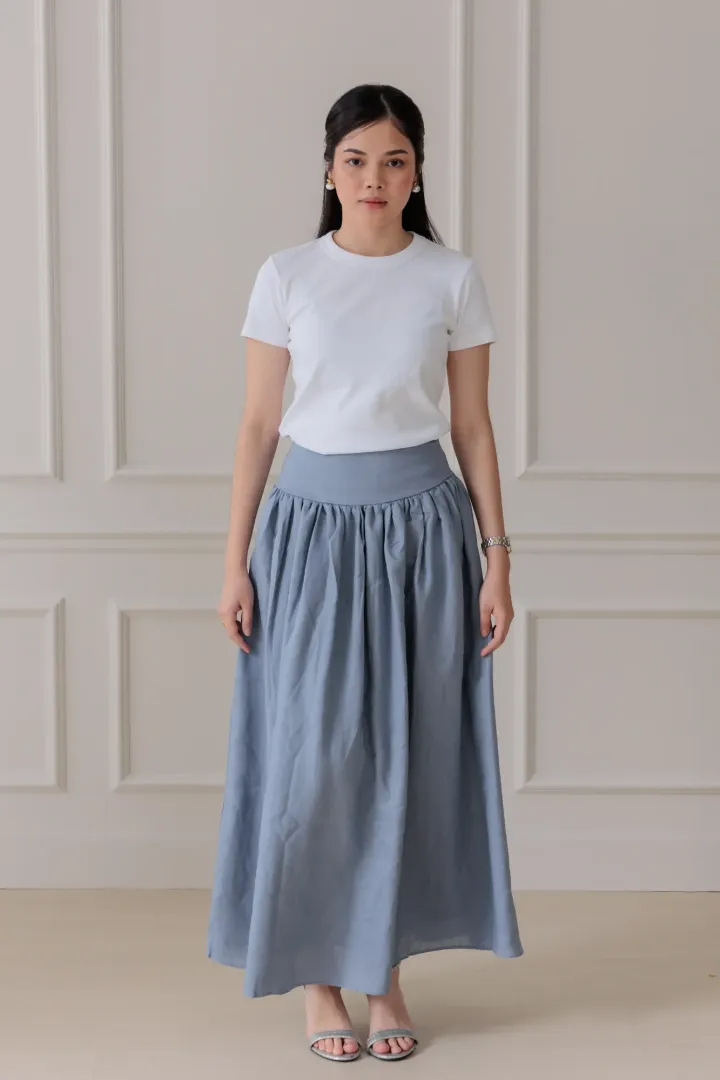 ISLA LINEN SKIRT (DENIM BLUE)