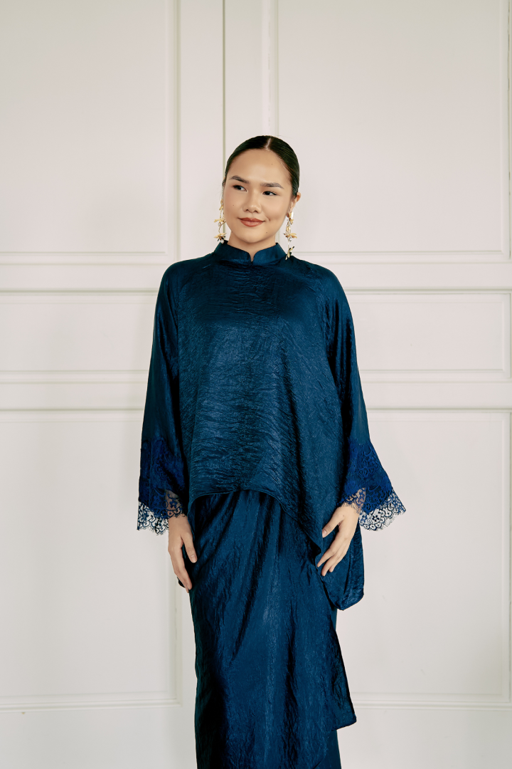NONA CAFTAN SET PLAIN (NAVY BLUE) - Image 5