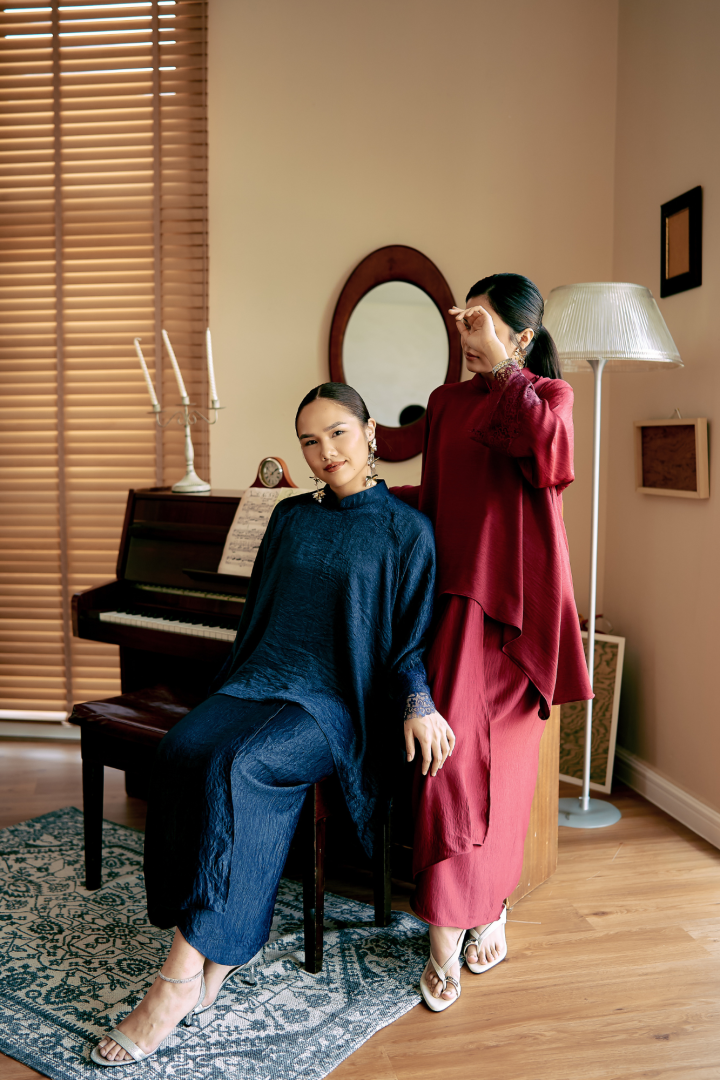 NONA CAFTAN SET PLAIN (MAROON) - Image 5