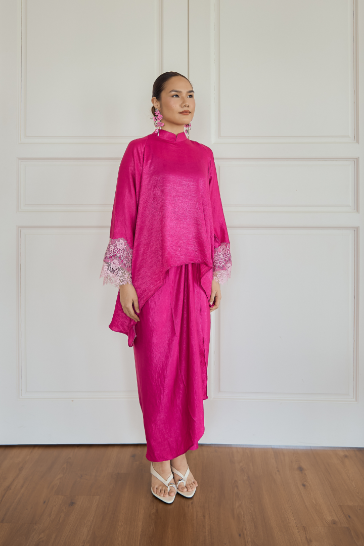 NONA CAFTAN SET PLAIN (FUCHSIA)