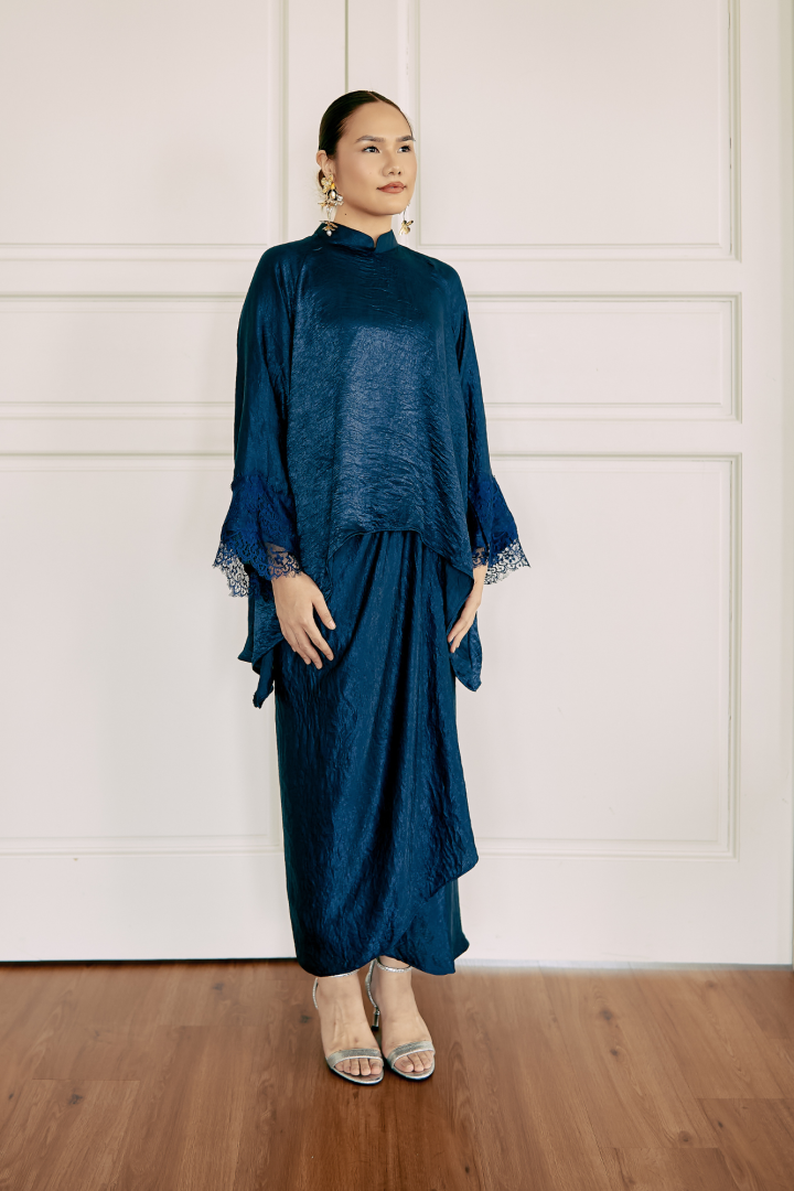 NONA CAFTAN SET PLAIN (NAVY BLUE) - Image 2