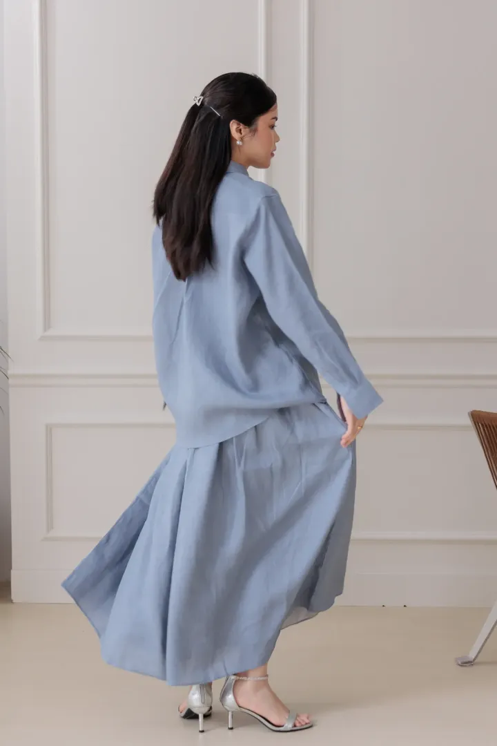 ISLA LINEN SKIRT (DENIM BLUE) - Image 6