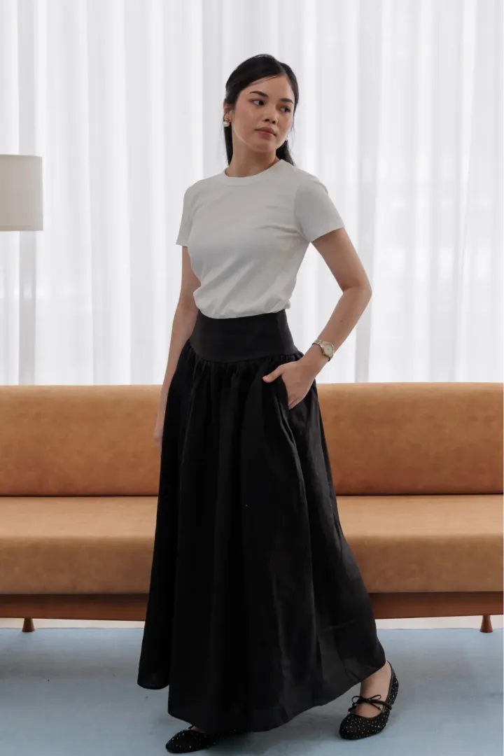 ISLA LINEN SKIRT (BLACK)