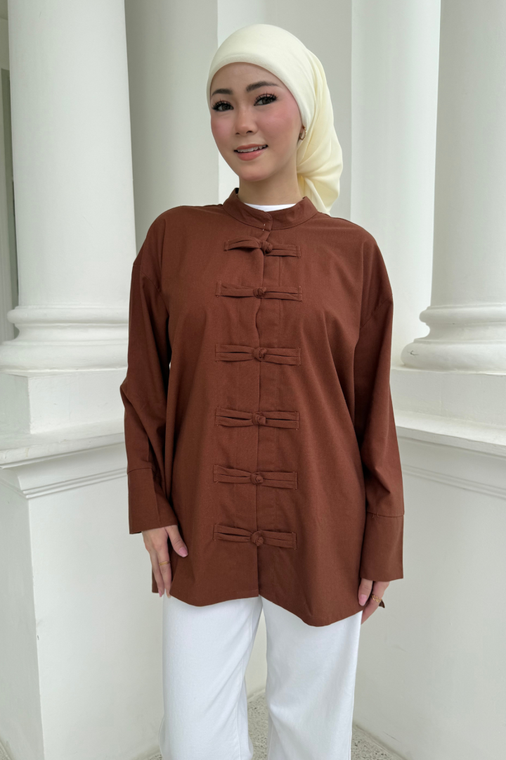 Yin Mandarin Linen Top Espresso - Image 7