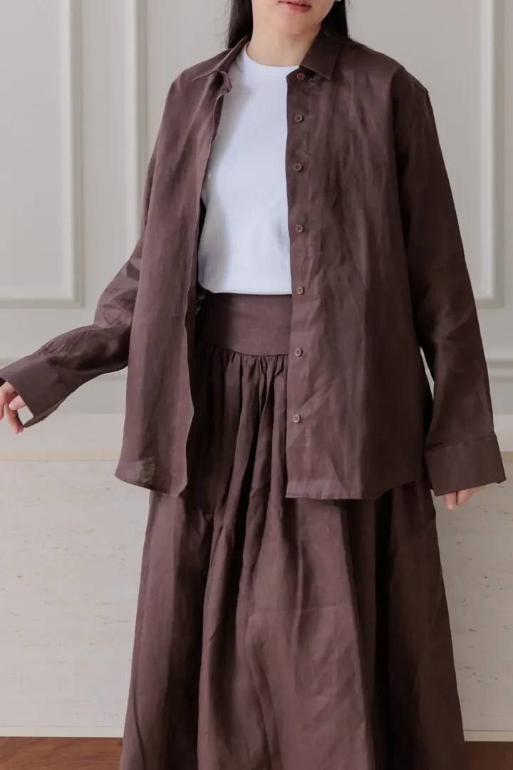 ISLA LINEN SKIRT (ESPRESSO) - Image 2