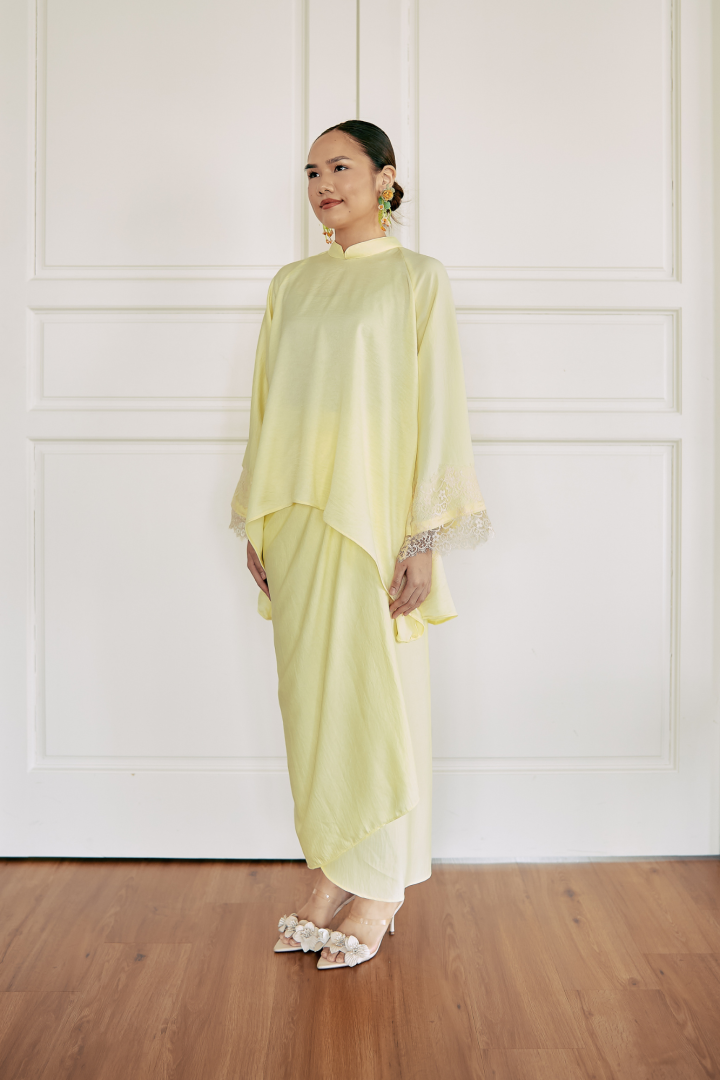 NONA CAFTAN SET PLAIN (SOFT YELLOW)