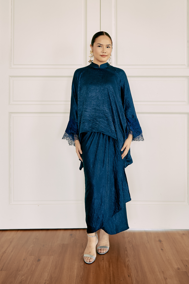 NONA CAFTAN SET PLAIN (NAVY BLUE) - Image 1