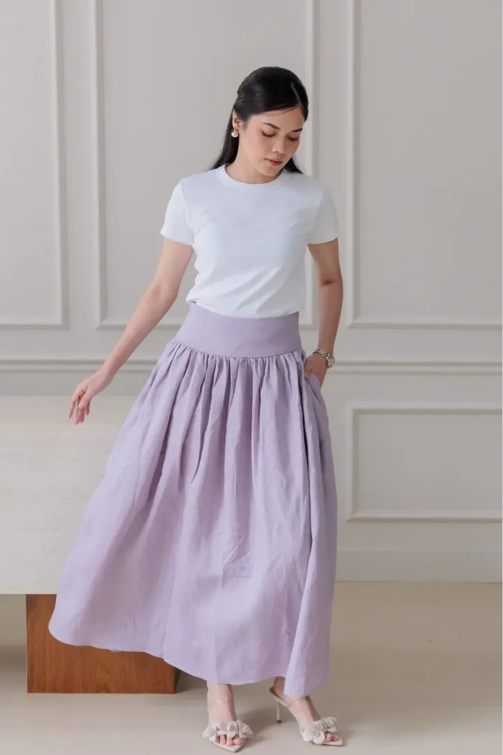 ISLA LINEN SKIRT (LILAC) - Image 4