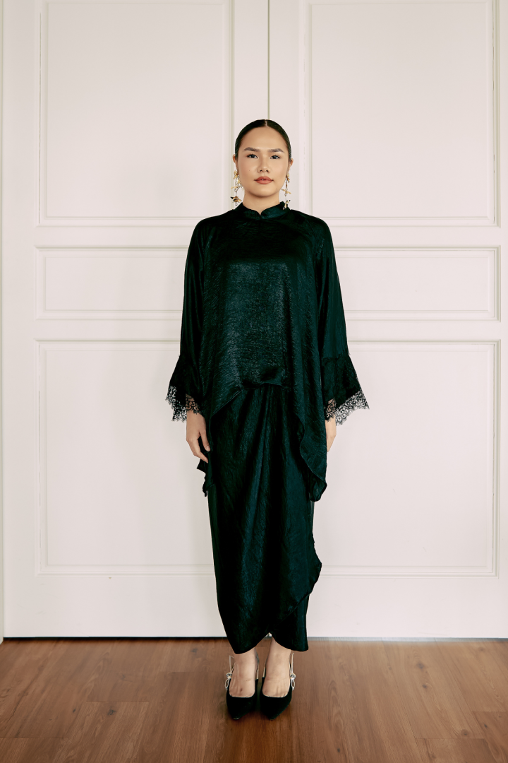 NONA CAFTAN SET PLAIN (BLACK) - Image 1