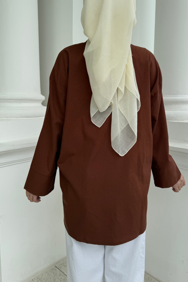Yin Mandarin Linen Top Espresso - Image 8