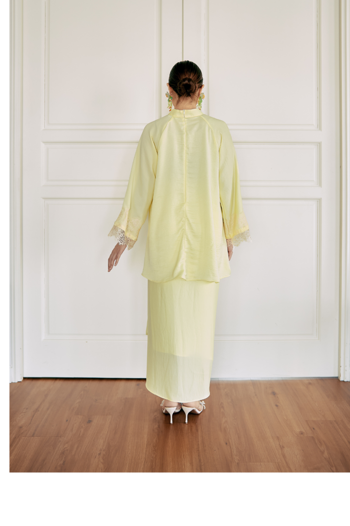 NONA CAFTAN SET PLAIN (SOFT YELLOW) - Image 3