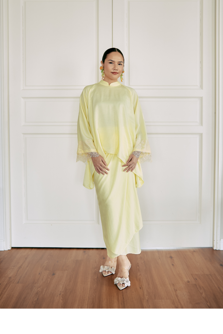 NONA CAFTAN SET PLAIN (SOFT YELLOW) - Image 2