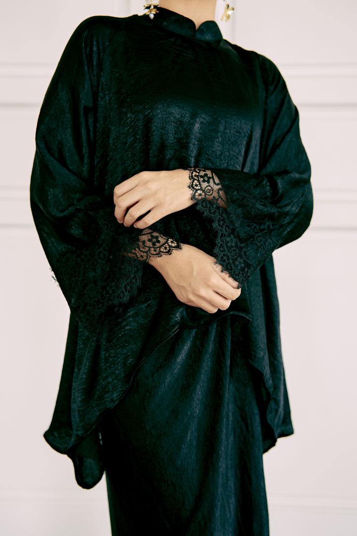 NONA CAFTAN SET PLAIN (BLACK) - Image 4