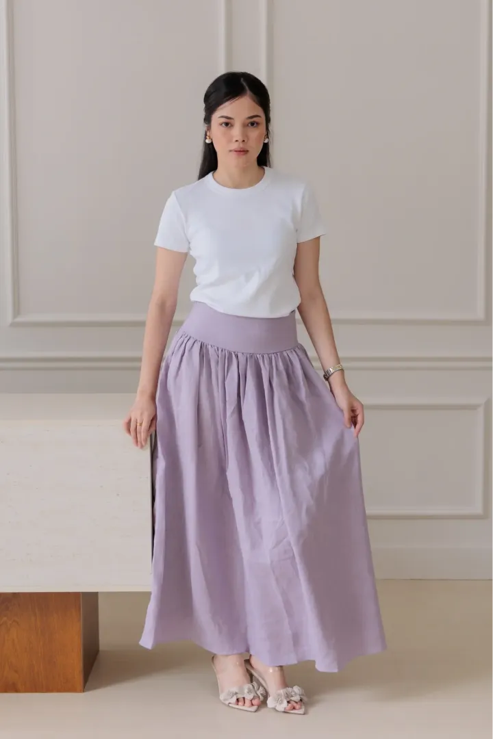 ISLA LINEN SKIRT (LILAC) - Image 1