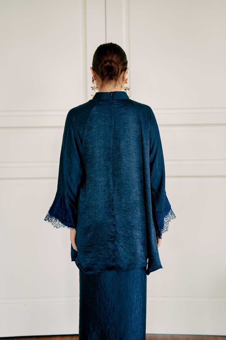 NONA CAFTAN SET PLAIN (NAVY BLUE) - Image 4