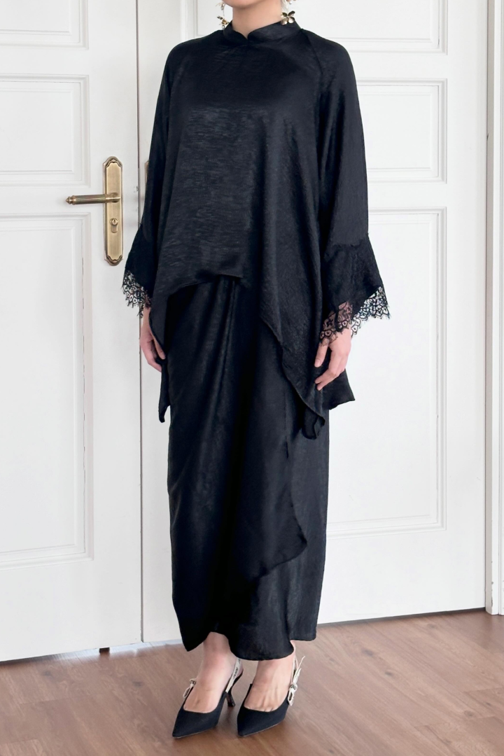 NONA CAFTAN SET PLAIN (BLACK) - Image 6