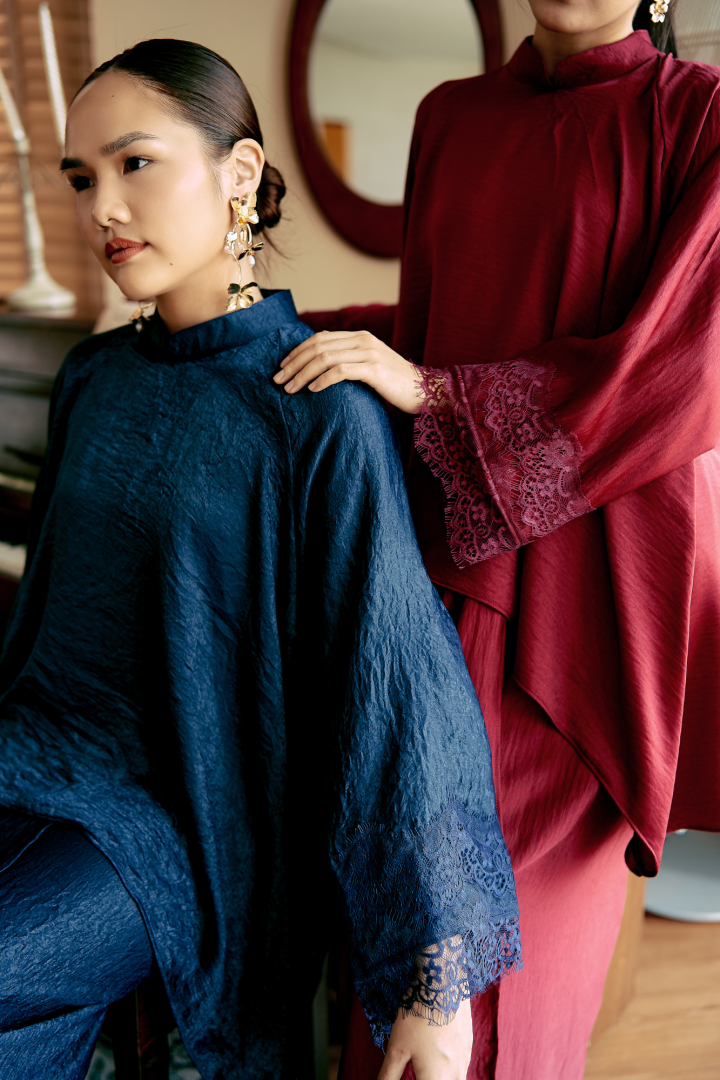 NONA CAFTAN SET PLAIN (NAVY BLUE) - Image 6
