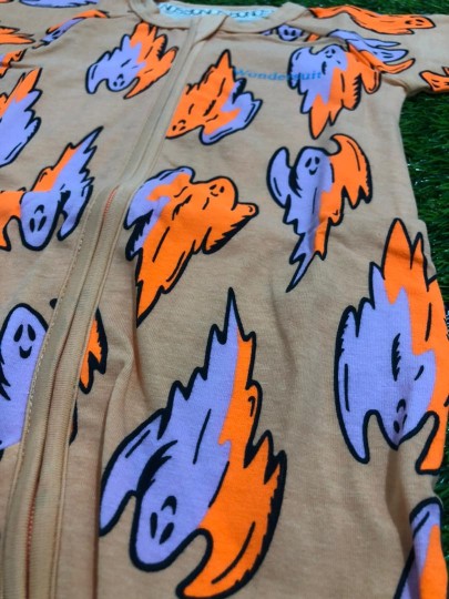 Zippy Wondersuit Halloween Orange Ghost