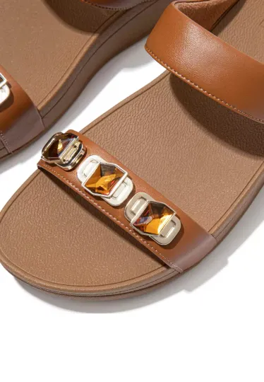 FitFlop FINO Women's Crystal-Lock Slides - Light Tan
