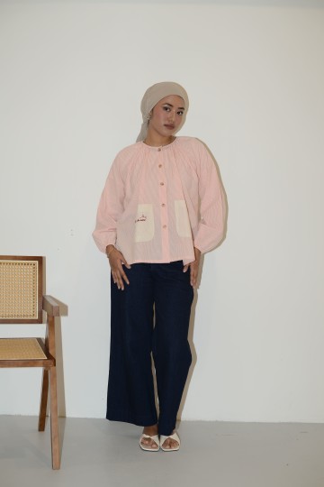 Aya Smock Blouse in Peachy Glow