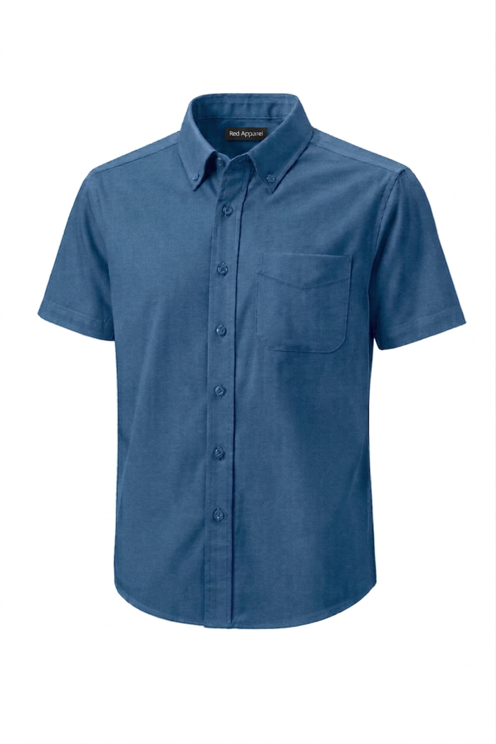 KEMEJA LENGAN PENDEK KAIN COTTON FOUNTAIN BLUE