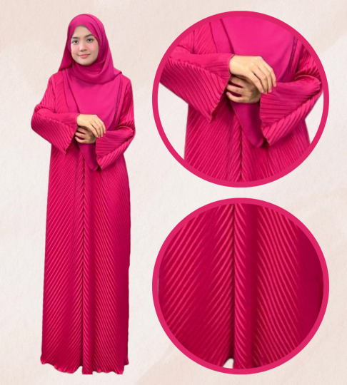 Abaya Izara Pleated - Fuschia Pink