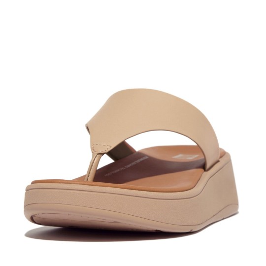 F-MODE Leather Flatform Toe-Post Sandals - Size UK8 Only