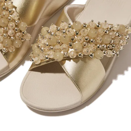 Fitflop LULU Bauble-Bead Cross Slides - Size UK7 Only