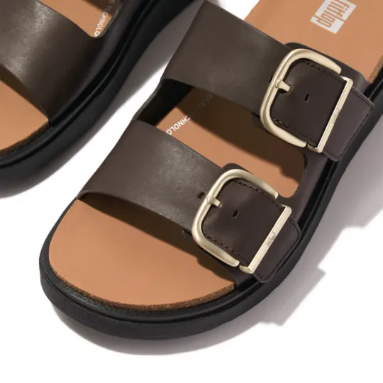 Fitflop GEN-FF Buckle Two-Bar Leather Slides - Size UK6 Only