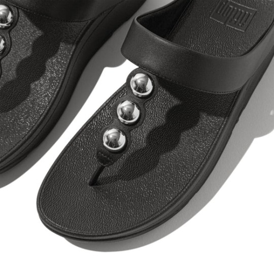 Fitflop FINO Mirror-Dome Leather Toe Post Sandals
