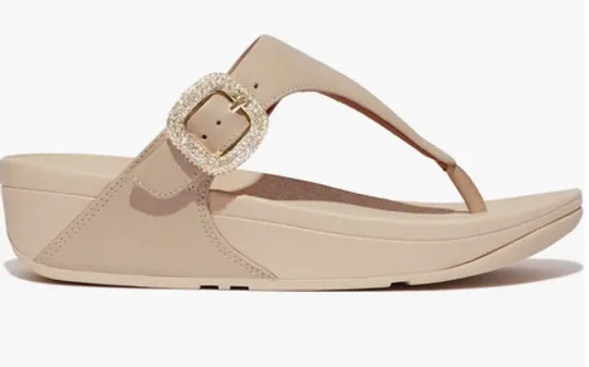 Fitflop Lulu Crystal-Buckle Leather Toe Post