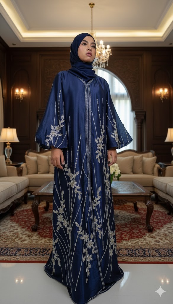 ZAHRAA LUXE ABAYA - Silky Navy Blue