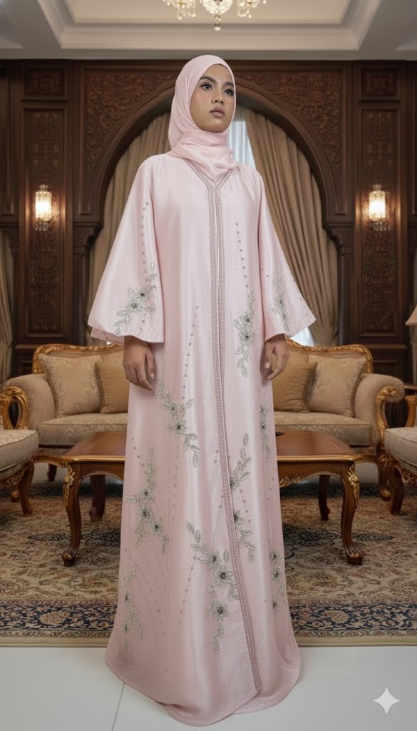 ZAHRAA LUXE ABAYA - Silky Pastel Pink