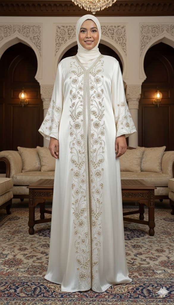 SAFFA LUXE ABAYA - Silky Pearl White
