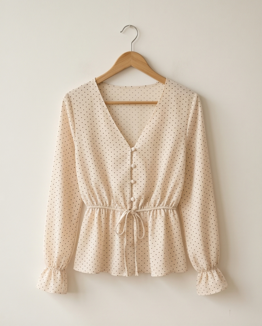Cream button blouse (S)